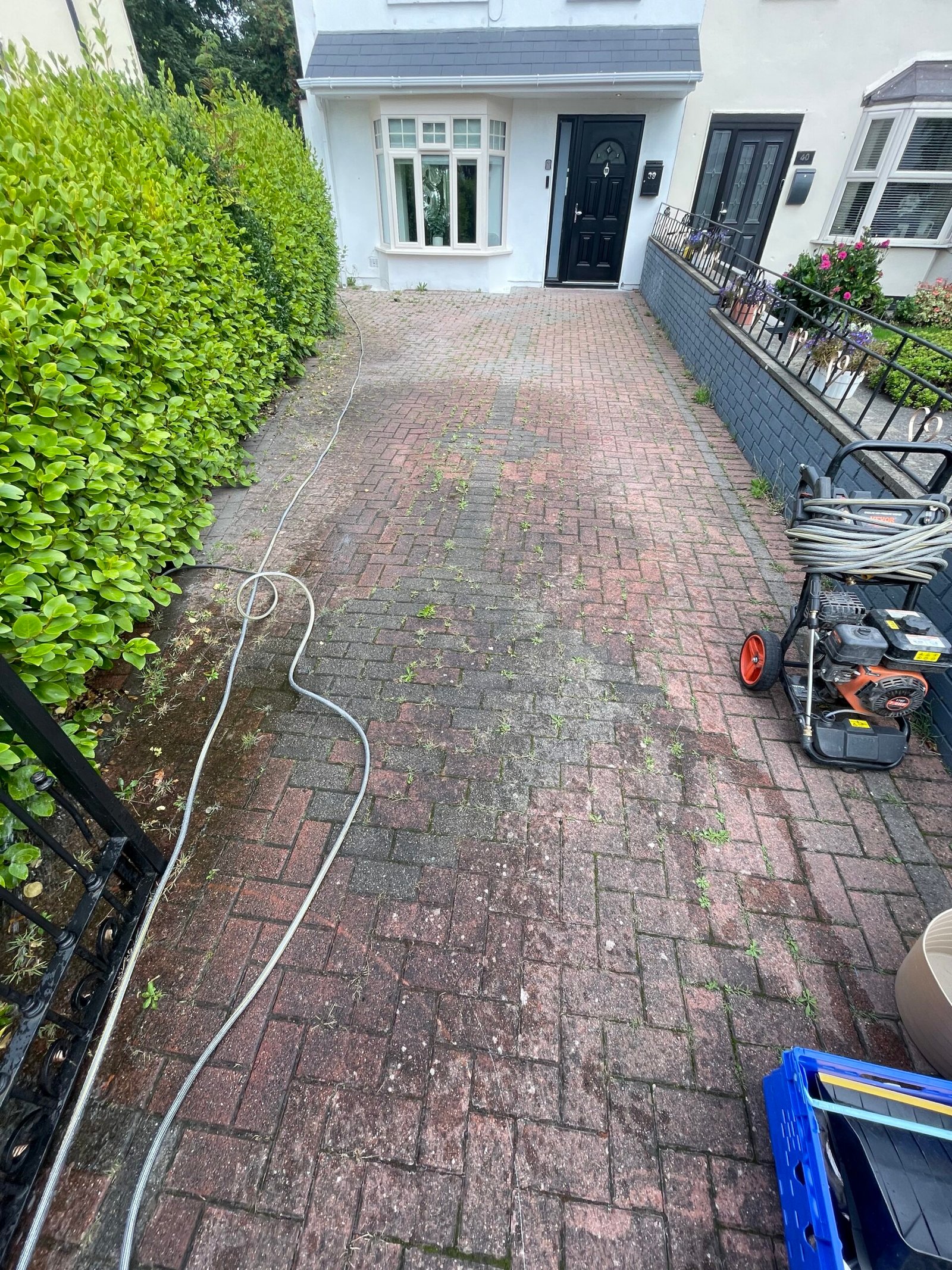 Driveway before professional cleaning