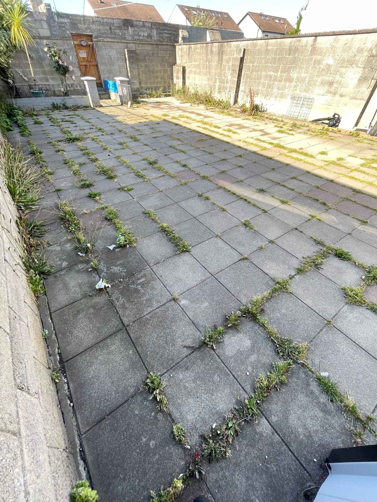 Patio before professional cleaning